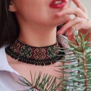 Handmade Beaded Necklace Set - Black Choker