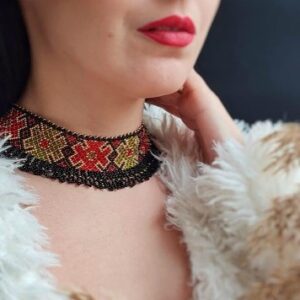 Handmade Beaded Necklace Set - Multicolour Choker