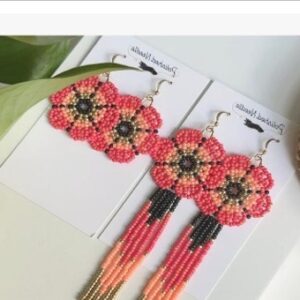 Handmade Beaded Earrings - Pink