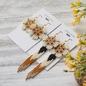 Handmade Beaded Earrings - White